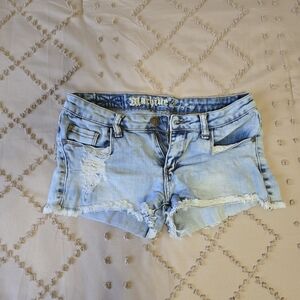 Light Blue Distressed Denim Shorts